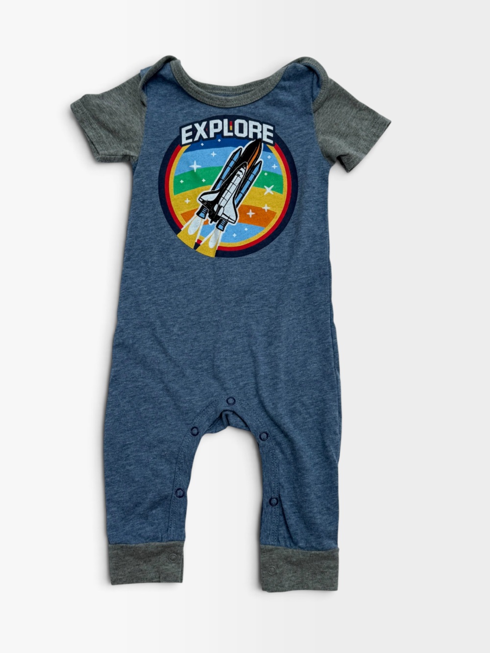 Little Rebels Blue Explore Space Shuttle Romper One Piece Baby 6-9M